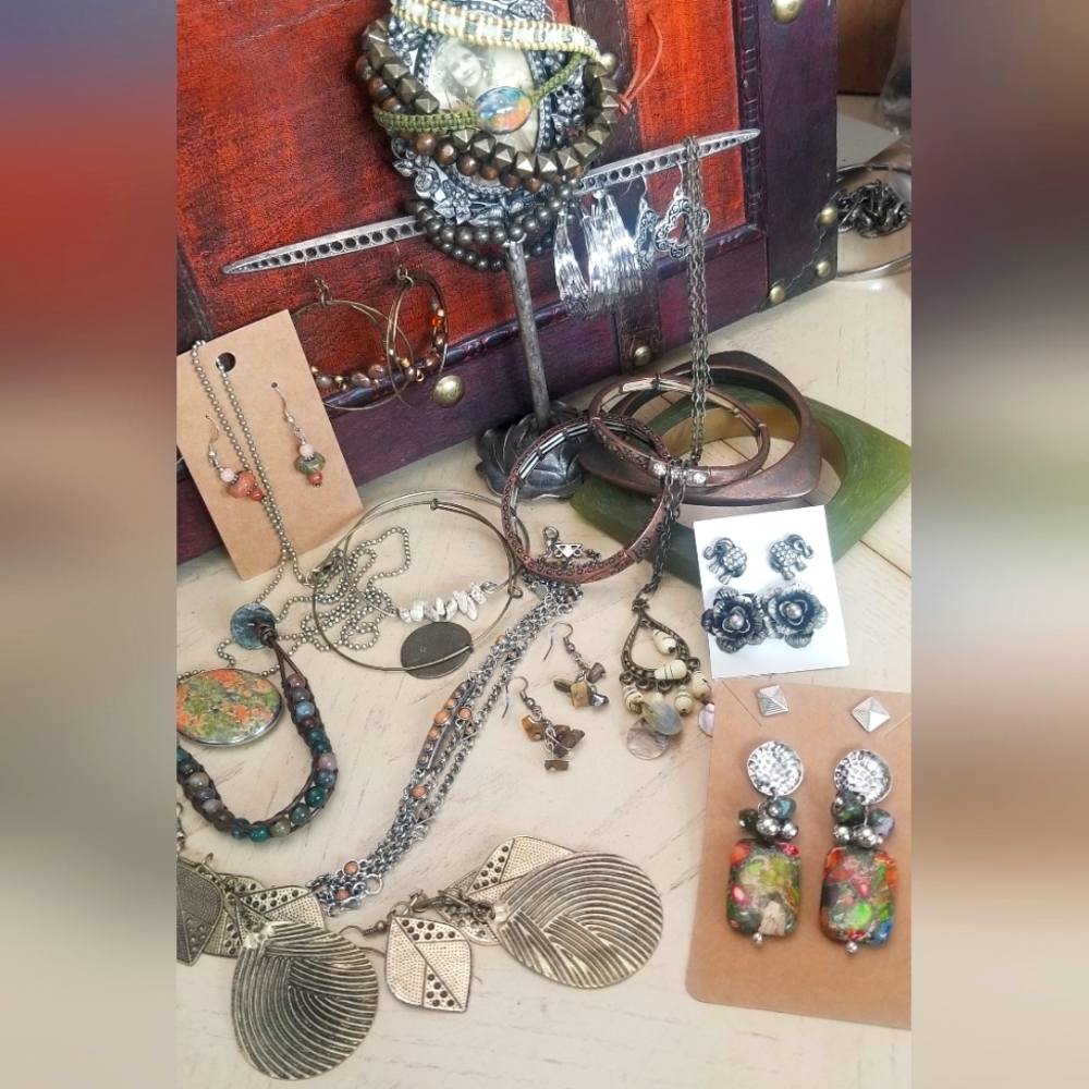 Unakite stone jewelry lot